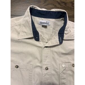 Carhartt Tan Canvas Work Shirt Shacket Size XL Mens Heavyweight S207 STN